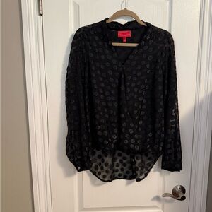 Jennifer Lopez Black Sheer Polka Dot Women's Top